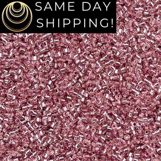 DB1434 SAME DAY SHIPPING! 1-20 Grams Miyuki 11/0 Delica Beads Silver Lined Pale Rose -Free Container!
