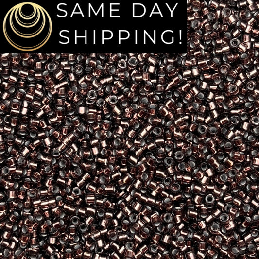 DB184 SAME DAY SHIPPING! 1-20 Grams Miyuki 11/0 Delica Beads Silver Lined Dark Bronze-Free Container!