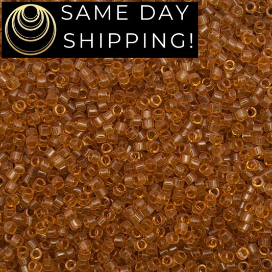 DB1101 SAME DAY SHIPPING! 1-20 Grams Miyuki 11/0 Delica Beads Transparent Marigold-Free Container!