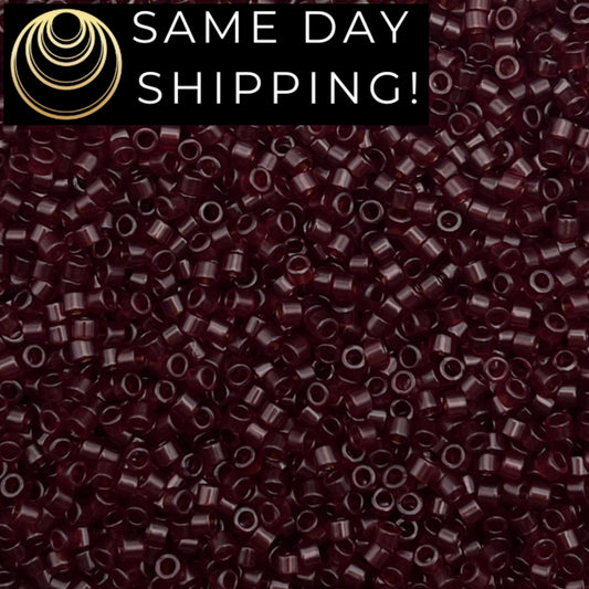 DB1102 SAME DAY SHIPPING! 1-20 Grams Miyuki 11/0 Delica Beads Transparent Dark Cranberry-Free Container!