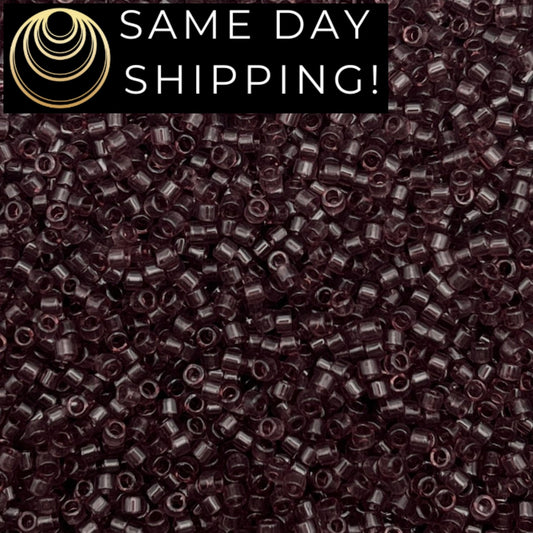 DB1104 SAME DAY SHIPPING! 1-20 Grams Miyuki 11/0 Delica Beads Transparent Mauve -Free Container!