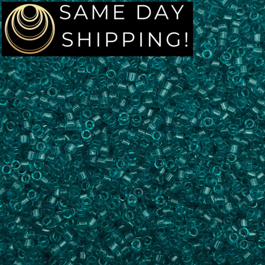 DB1108 SAME DAY SHIPPING! 1-20 Grams Miyuki 11/0 Delica Beads Transparent Caribbean Teal -Free Container!