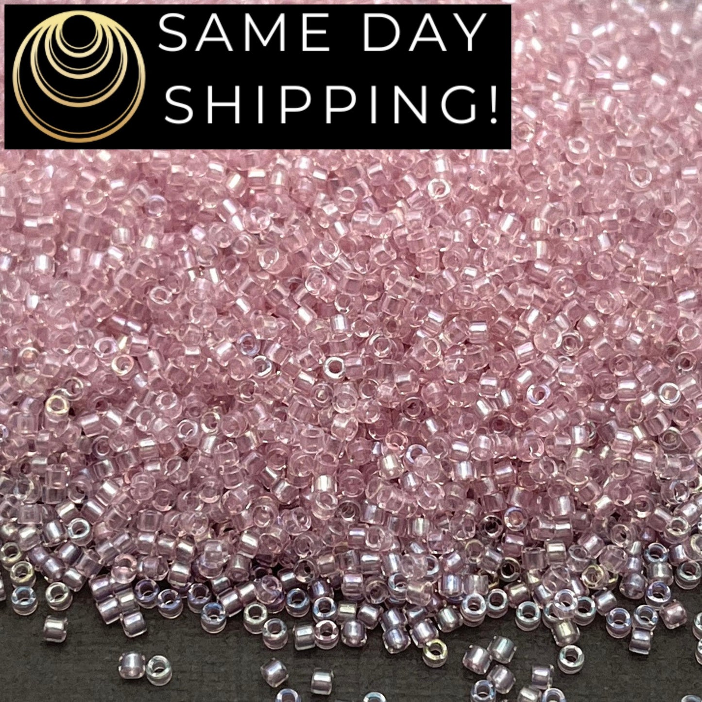 DB1673 SAME DAY Shipping! 1-20 Grams Miyuki 11/0 Delica Beads Pearl Lined Transparent Pink AB -Free Container!