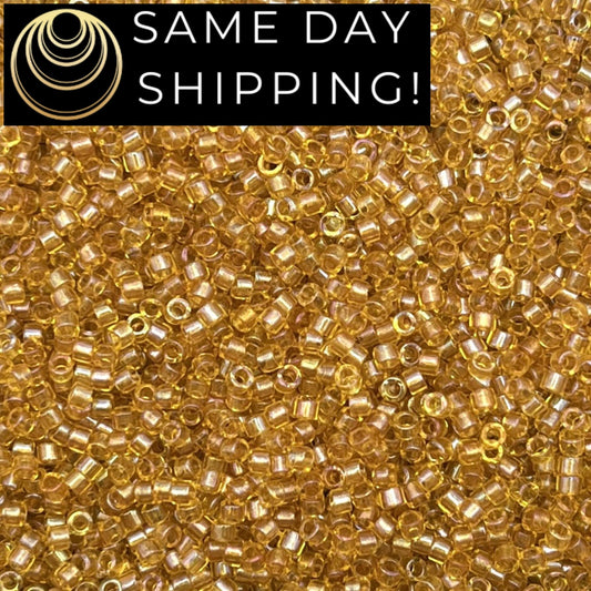 DB2372 SAME DAY SHIPPING! 1-20 Grams Miyuki 11/0 Delica Beads Inside Dyed Marigold  -Free Container!