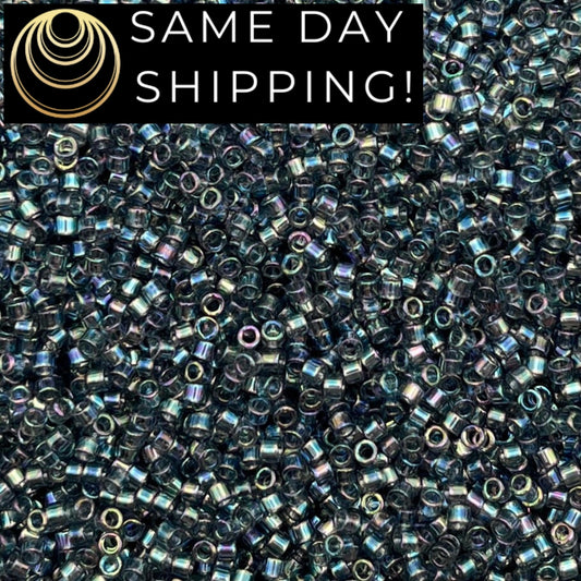 DB179 SAME DAY Shipping! 1-20 Grams Miyuki 11/0 Delica Beads Transparent Gray AB-Free Container!