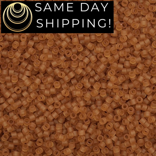 DB1261 SAME DAY SHIPPING! 1-20 Grams Miyuki 11/0 Delica Beads Transparent Matte Marigold  -Free Container!