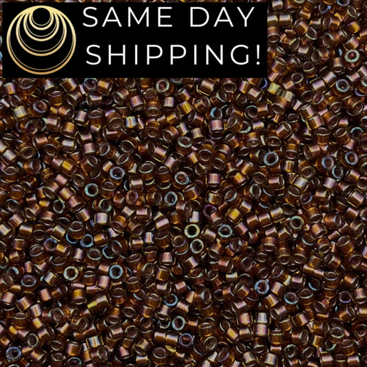 DB1692 SAME DAY Shipping! 1-20 Grams Miyuki 11/0 Delica Beads Silver Lined Glazed Dark Honey AB-Free Container!