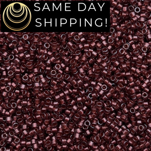 DB1705 SAME DAY SHIPPING! 1-20 Grams Miyuki 11/0 Delica Beads Copper Pearl Lined Dark Cranberry  -Free Container!