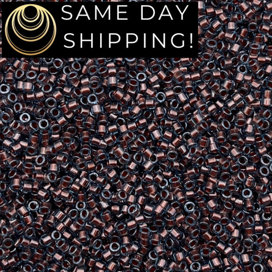 DB1706 SAME DAY SHIPPING! 1-20 Grams Miyuki 11/0 Delica Beads Copper Pearl Lined Aqua -Free Container!