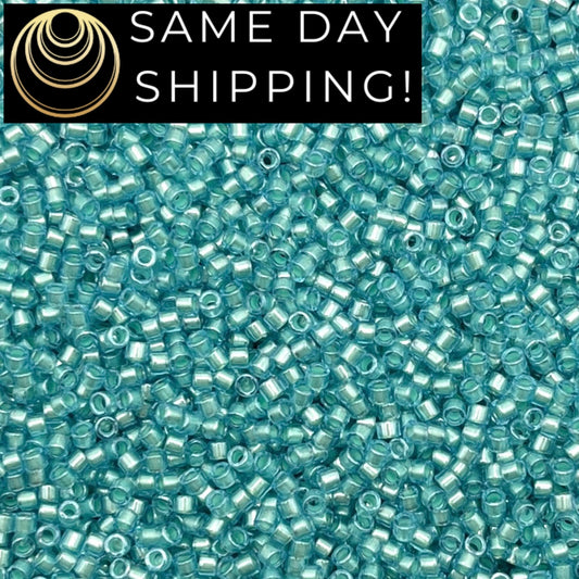 DB1708 SAME DAY SHIPPING! 1-20 Grams Miyuki 11/0 Delica Beads Pearl Lined Ocean Blue -Free Container!