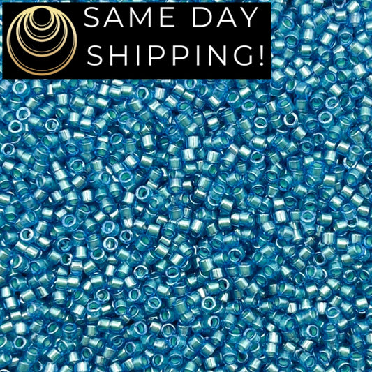 DB1709 SAME DAY SHIPPING! 1-20 Grams Miyuki 11/0 Delica Beads Pearl Lined Azure Blue -Free Container!