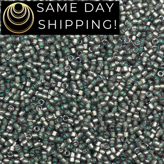 DB1712 SAME DAY SHIPPING! 1-20 Grams Miyuki 11/0 Delica Beads Mint Pearl Lined Pink Mist-Free Container!