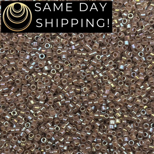 DB1749 SAME DAY Shipping! 1-20 Grams Miyuki 11/0 Delica Beads Cocoa Lined Opal AB -Free Container!