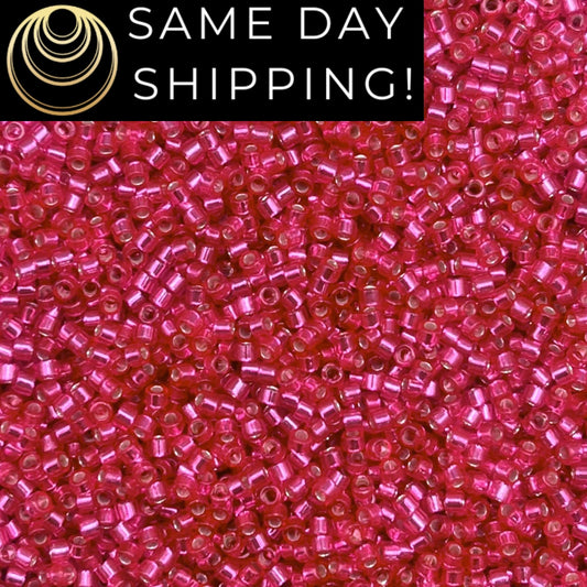 DB2154 SAME DAY SHIPPING! 1-20 Grams Miyuki 11/0 Delica Beads Duracoat Silver Lined Dyed Hibiscus -Free Container!