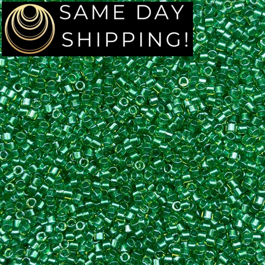DB0916 SAME DAY SHIPPING! 1 Gram-20 Grams Miyuki 11/0 Delica Beads Sparkling Green Lined Chartreuse DB916-Free Container!