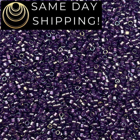 DB1756 SAME DAY Shipping! 1 Gram up to 20 Grams Miyuki 11/0 Delica Beads Sparkling Purple Lined Amethyst AB -Free Container!