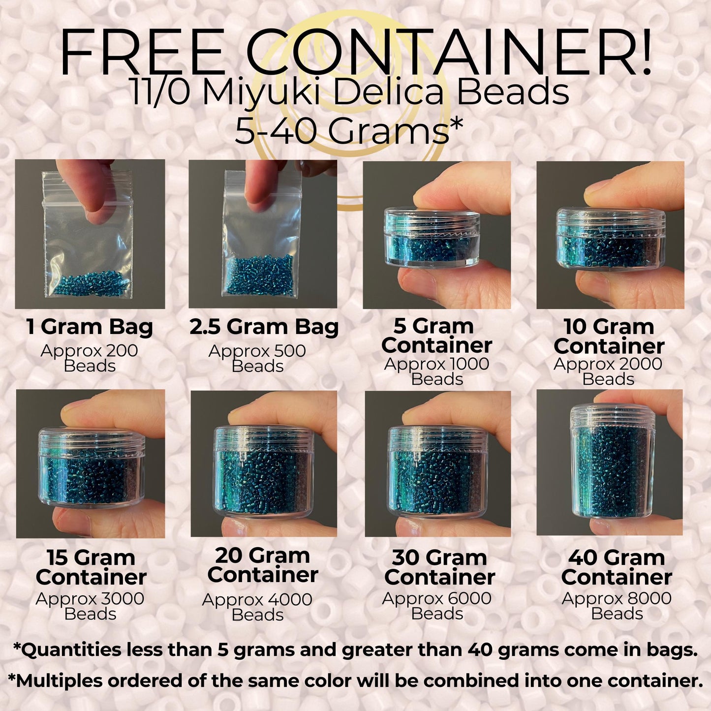 DB1771 SAME DAY Shipping! 1 Gram up to 20 Grams Miyuki 11/0 Delica Beads Sparkling Pewter Lined Light Tea Rose AB -Free Container!