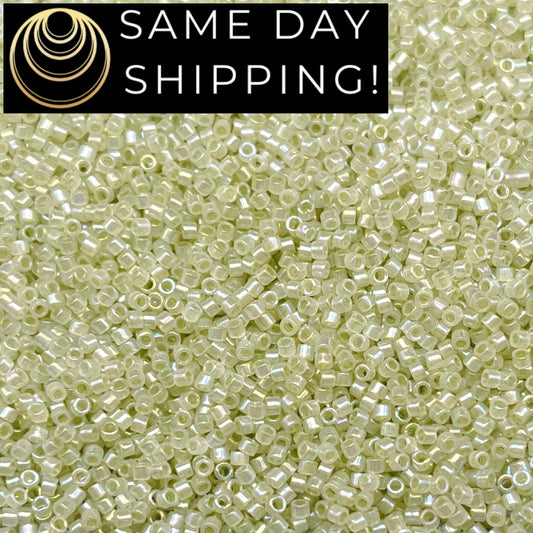 DB1765 SAME DAY Shipping! 1 Gram up to 20 Grams Miyuki 11/0 Delica Beads Sparkling Celery Lined Opal AB -Free Container!