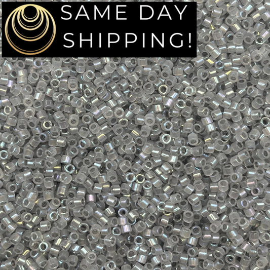 DB1770 SAME DAY SHIPPING! 1 Gram up to 20 Grams Miyuki 11/0 Delica Beads Sparkling Pewter Lined Opal Luster-Free Container!