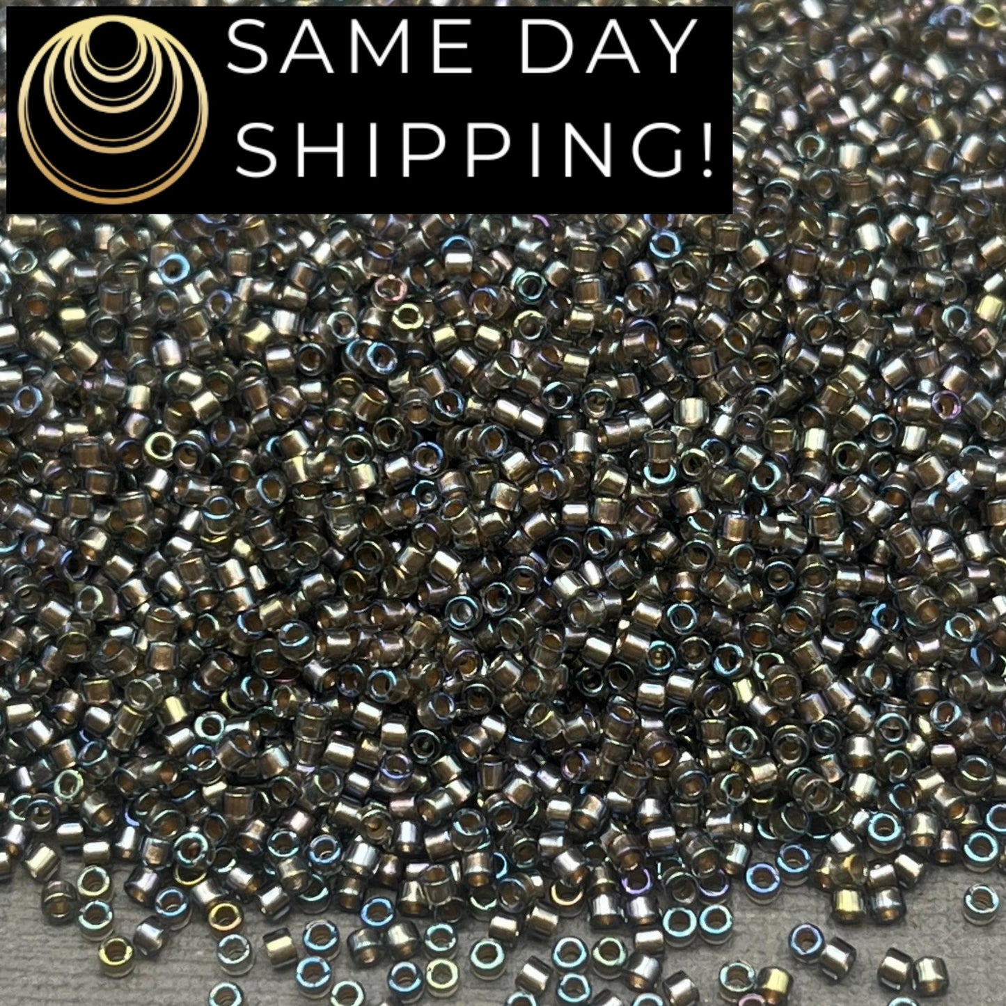 DB1773 SAME DAY Shipping! 1 Gram up to 20 Grams Miyuki 11/0 Delica Beads Sparkling Beige Lined Gray AB -Free Container!