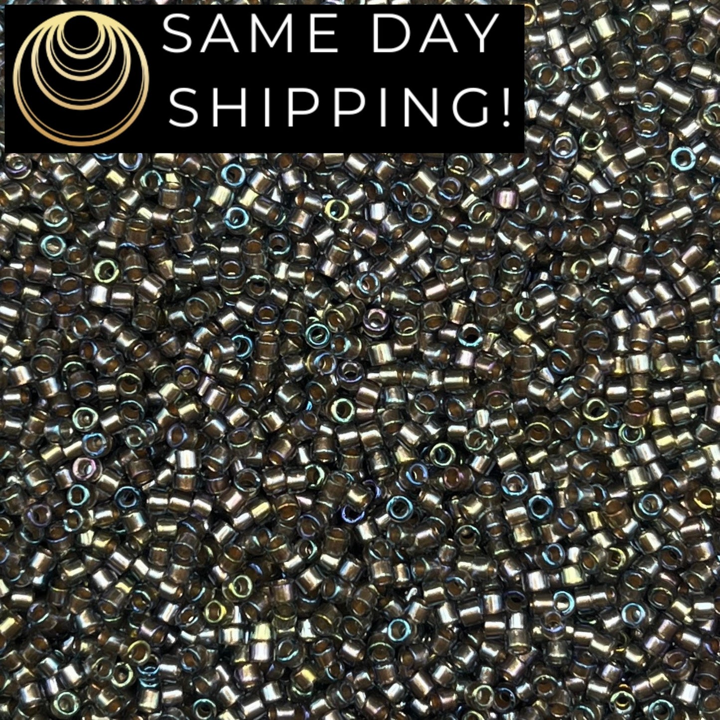 DB1773 SAME DAY Shipping! 1 Gram up to 20 Grams Miyuki 11/0 Delica Beads Sparkling Beige Lined Gray AB -Free Container!
