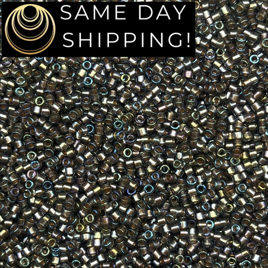 DB1773 SAME DAY Shipping! 1 Gram up to 20 Grams Miyuki 11/0 Delica Beads Sparkling Beige Lined Gray AB -Free Container!