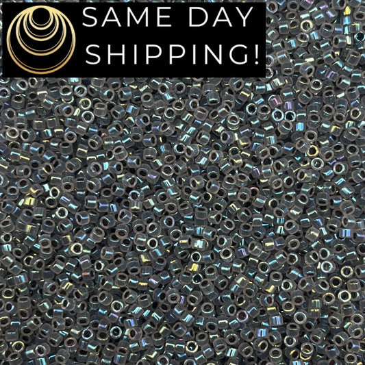 DB1774 SAME DAY Shipping! 1 Gram up to 20 Grams Miyuki 11/0 Delica Beads Sparkling Gray Lined Opal AB-Free Container!