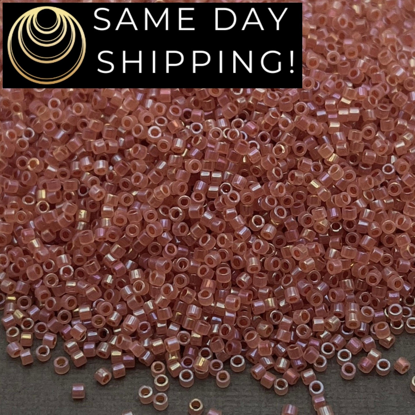 DB1733 SAME DAY Shipping! 1 Gram up to 20 Grams Miyuki 11/0 Delica Beads Dark Peach Lined Opal AB -Free Container!