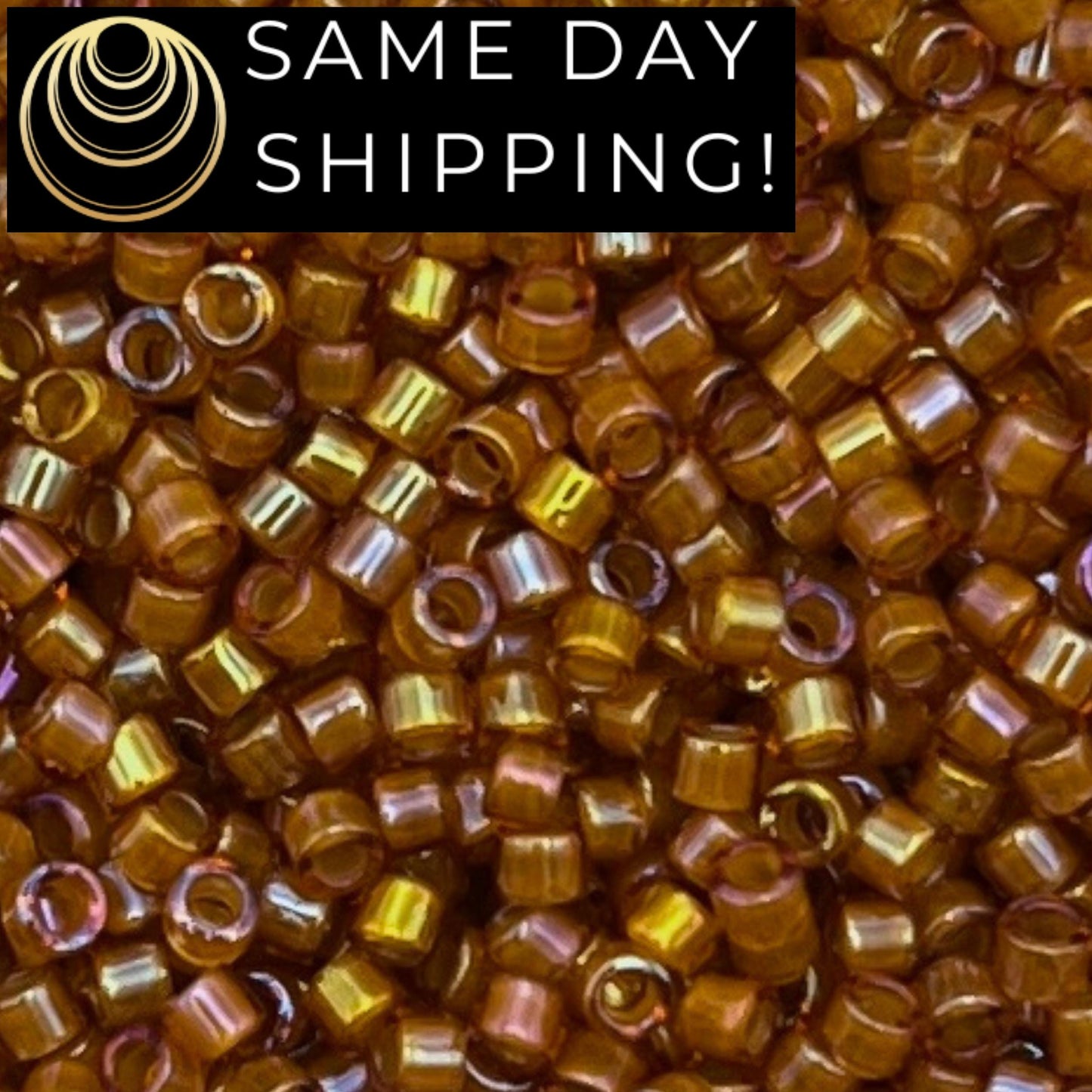 DB1734 SAME DAY Shipping! 1 Gram up to 20 Grams Miyuki 11/0 Delica Beads Beige Lined Topaz AB -Free Container!