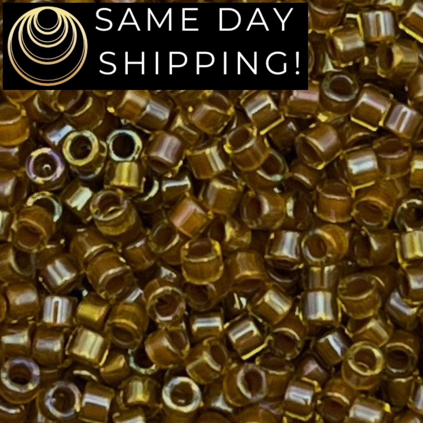 DB1738 SAME DAY SHIPPING! 1 Gram up to 20 Grams Miyuki 11/0 Delica Beads Cocoa Lined Chartreuse Luster -Free Container!