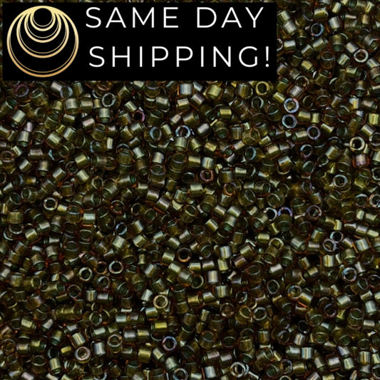 DB1739 SAME DAY Shipping! 1 Gram up to 20 Grams Miyuki 11/0 Delica Beads Sparkling Mint Lined Topaz AB -Free Container!