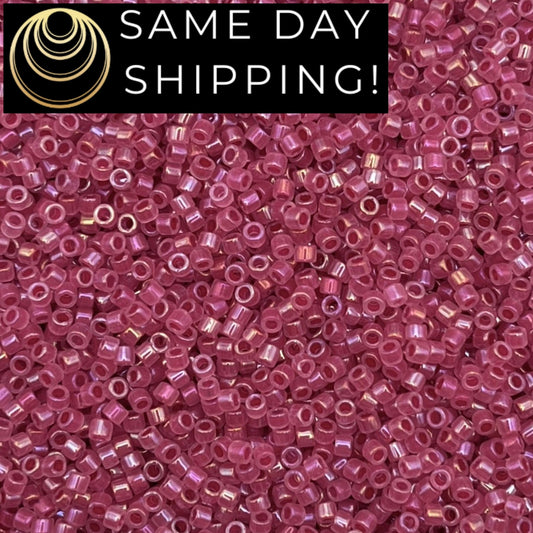 DB1742 SAME DAY SHIPPING! 1 Gram up to 20 Grams Miyuki 11/0 Delica Beads Rose Lined Opal Luster-Free Container!