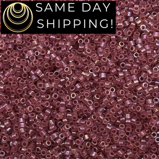 DB1746 SAME DAY Shipping! 1 Gram up to 20 Grams Miyuki 11/0 Delica Beads Claret Lined Opal AB-Free Container!