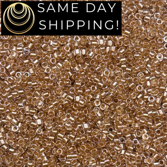 DB0901 SAME DAY SHIPPING! 1 Gram up to 20 Grams Miyuki 11/0 Delica Beads Sparkling Honey Beige Lined Crystal -Free Container!