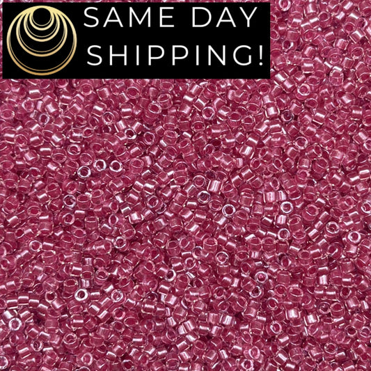 DB0902 SAME DAY SHIPPING! 1 Gram up to 20 Grams Miyuki 11/0 Delica Beads Sparkling Rose Lined Crystal-Free Container!