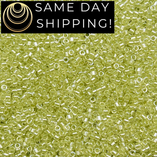 DB0903 SAME DAY SHIPPING! 1 Gram up to 20 Grams Miyuki 11/0 Delica Beads Sparkling Peridot Lined Crystal -Free Container!