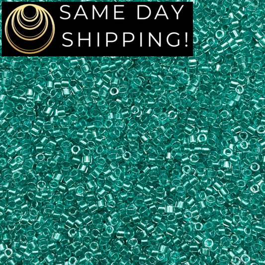DB0904 SAME DAY SHIPPING! 1 Gram up to 20 Grams Miyuki 11/0 Delica Beads Sparkling Aqua Green Lined -Free Container!