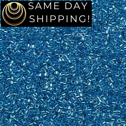 DB0905 SAME DAY SHIPPING! 1 Gram up to 20 Grams Miyuki 11/0 Delica Beads Sparkling Blue Lined Crystal -Free Container!