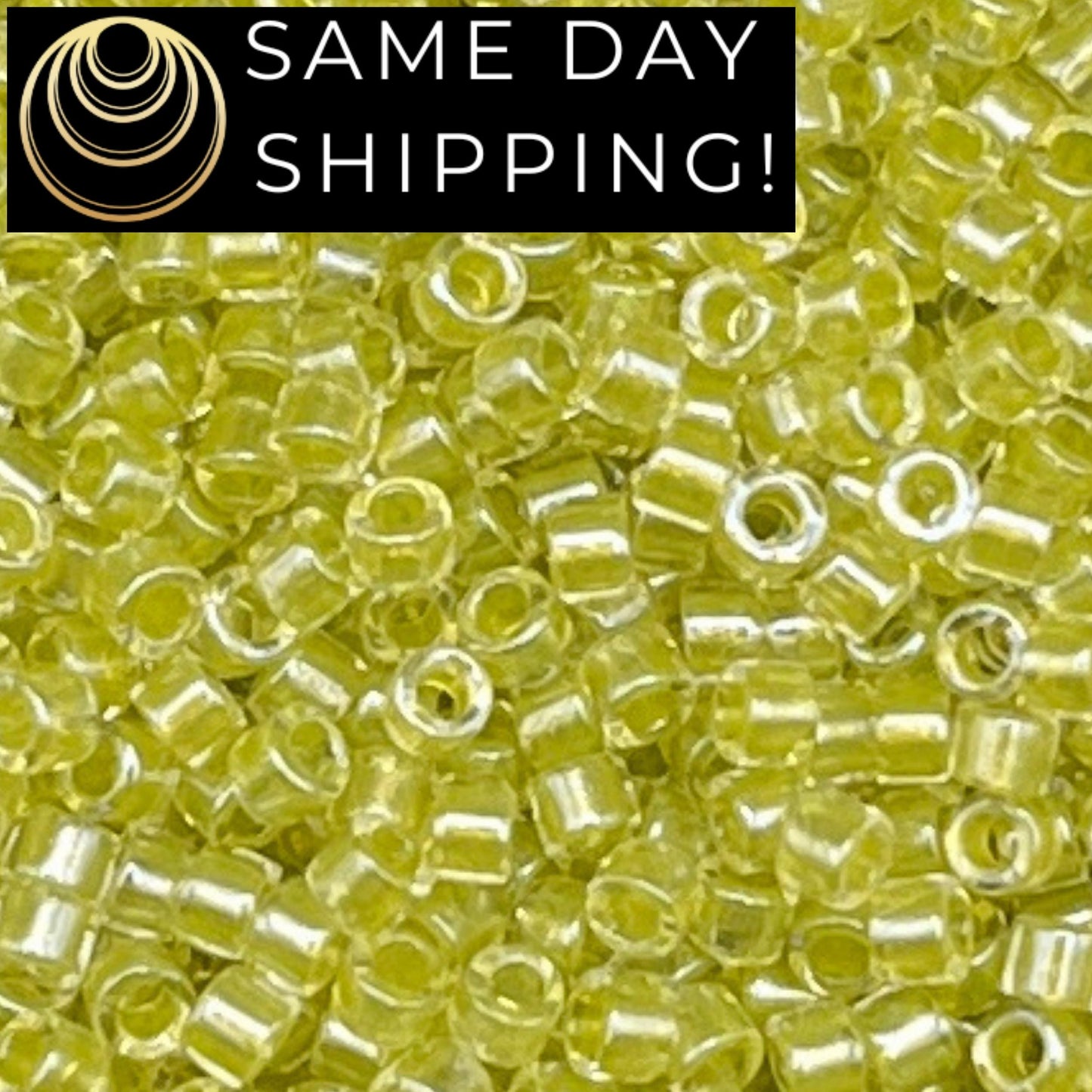 DB0910 SAME DAY SHIPPING! 1 Gram up to 20 Grams Miyuki 11/0 Delica Beads Sparkling Yellow Green Lined Crystal DB910 -Free Container!