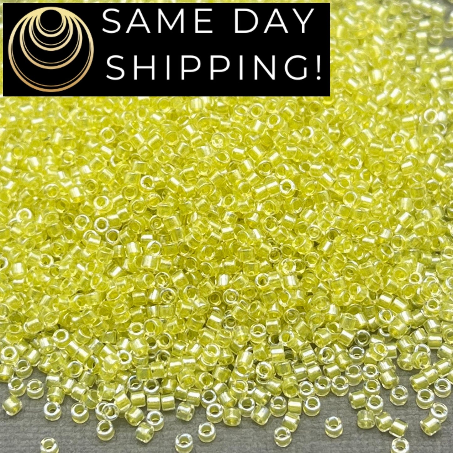 DB0910 SAME DAY SHIPPING! 1 Gram up to 20 Grams Miyuki 11/0 Delica Beads Sparkling Yellow Green Lined Crystal DB910 -Free Container!