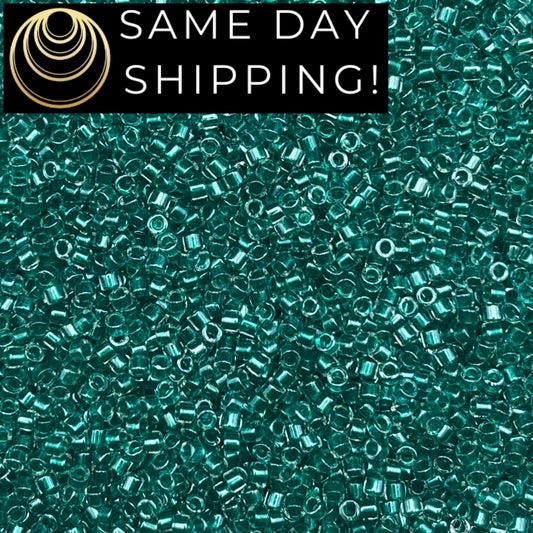 DB0918 SAME DAY SHIPPING! 1 Gram up to 20 Grams Miyuki 11/0 Delica Beads Sparkling Dark Aqua Green Lined Crystal DB918 -Free Container!
