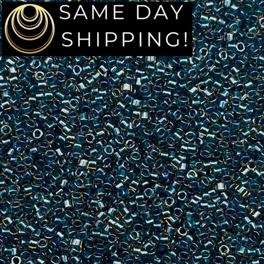 DB0921 SAME DAY SHIPPING! 1 Gram up to 20 Grams Miyuki 11/0 Delica Beads Sparkling Blue Lined Topaz DB921 -Free Container!