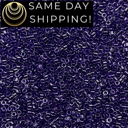 DB0923 SAME DAY SHIPPING! 1 Gram up to 20 Grams Miyuki 11/0 Delica Beads Sparkling Amethyst Lined Crystal DB923 -Free Container!