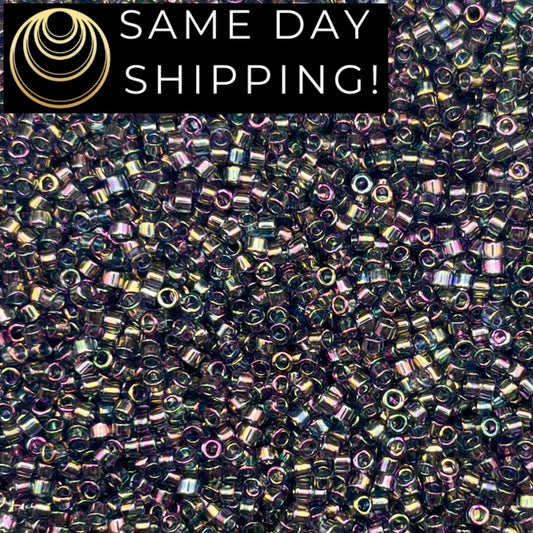 DB0111 SAME DAY SHIPPING! 1 Gram up to 20 Grams Miyuki 11/0 Delica Beads Transparent Blue Gray Rainbow Gold Luster DB111 -Free Container!