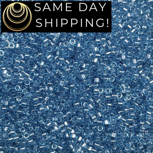 DB0113 SAME DAY SHIPPING! 1 Gram up to 20 Grams Miyuki 11/0 Delica Beads Transparent Blue Luster DB113 -Free Container!