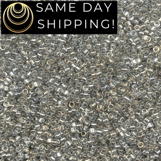 DB0114 SAME DAY SHIPPING! 1 Gram up to 20 Grams Miyuki 11/0 Delica Beads Transparent Silver Gray Gold Luster DB114 -Free Container!