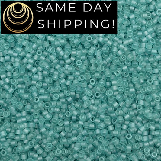 DB385 SAME DAY SHIPPING! 1 Gram up to 20 Grams Miyuki 11/0 Delica Beads Matte Transparent Sea Glass Green DB0385-Free Container!