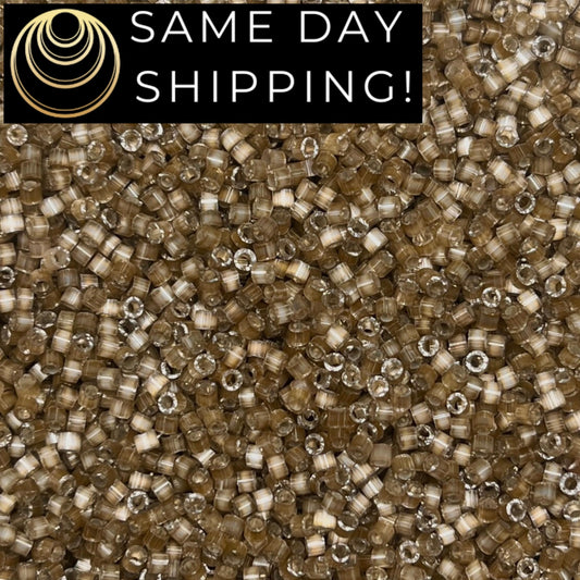 DB671 SAME DAY SHIPPING! 1 Gram up to 20 Grams Miyuki 11/0 Delica Beads Silver Lined Variegated Taupe Silk Satin DB0671 -Free Container!
