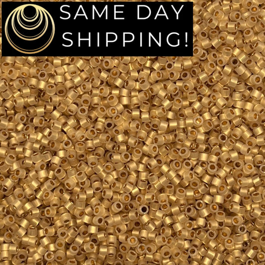 DB230 SAME DAY SHIPPING! 1 Gram up to 20 Grams Miyuki 11/0 Delica Beads 24kt Gold Lined Opal DB0230 -Free Container!