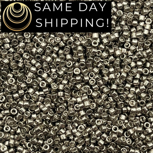 DB436 SAME DAY SHIPPING! 1 Gram up to 20 Grams Miyuki 11/0 Delica Beads Galvanized Pewter DB0436-Free Container!